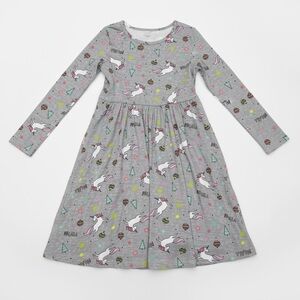 Whimsical Unicorn Print Gray Dress Girls dress